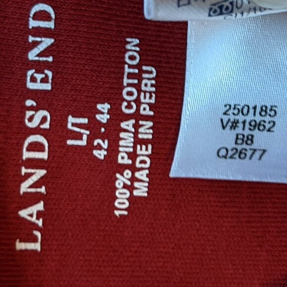 Lands’ End Men’s Long Sleeve Cotton Supima Pocket Polo Shirt Red - Picture 3 of 6